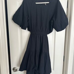 Madewell Black Puff Sleeve Tiered Sundress